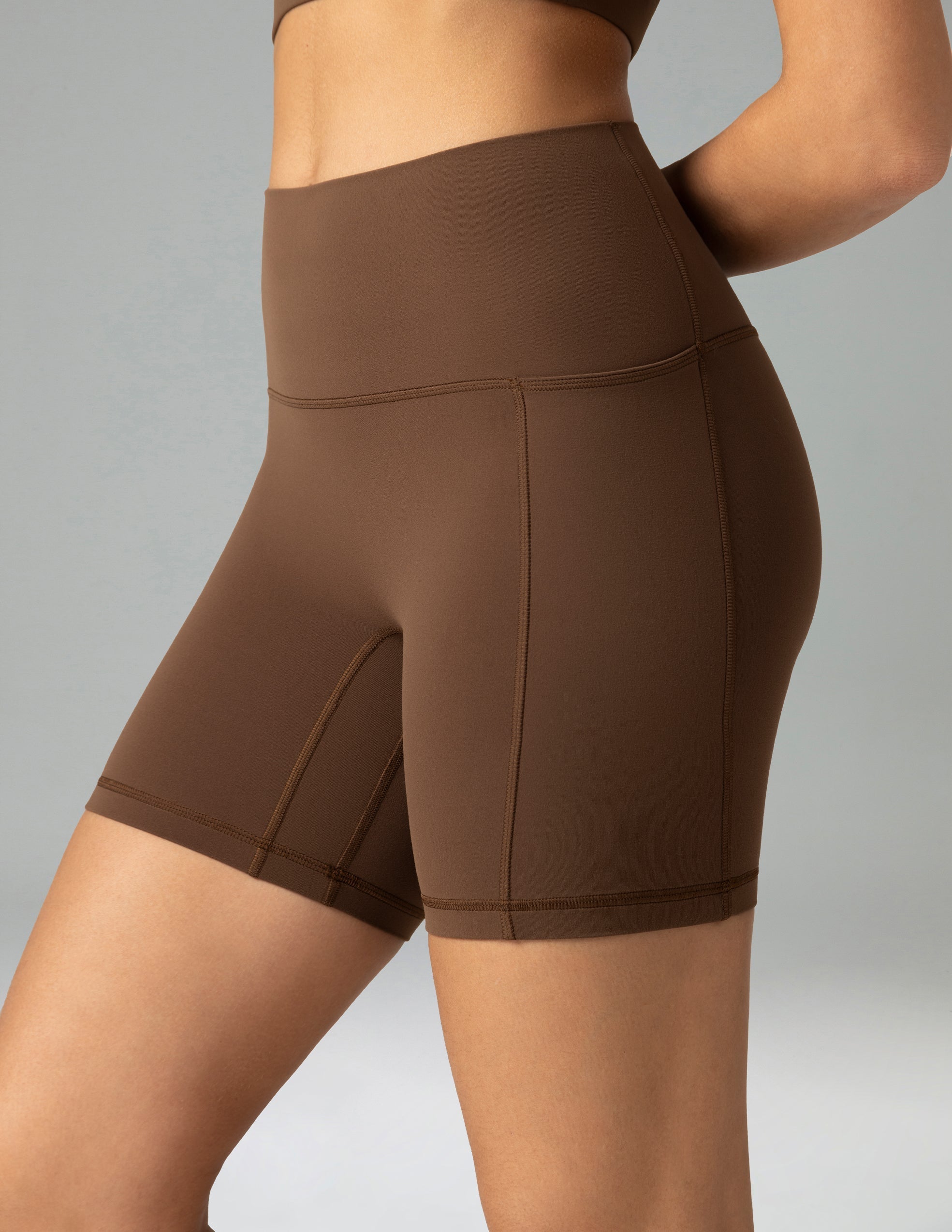 Dreamlux High Waisted No Front Seam 6 Legging Shorts w/Pockets