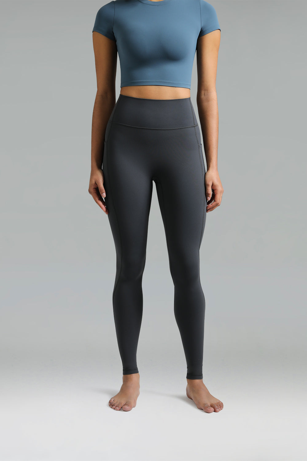 Dreamlux High Waisted No Front Seam Workout Full Length Leggings 28 w/Pockets