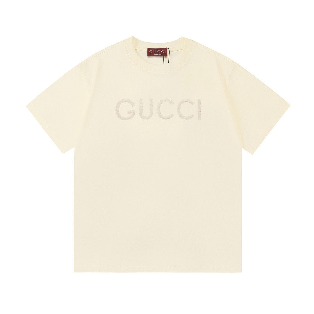 Embroidered crew neck cotton T-shirt