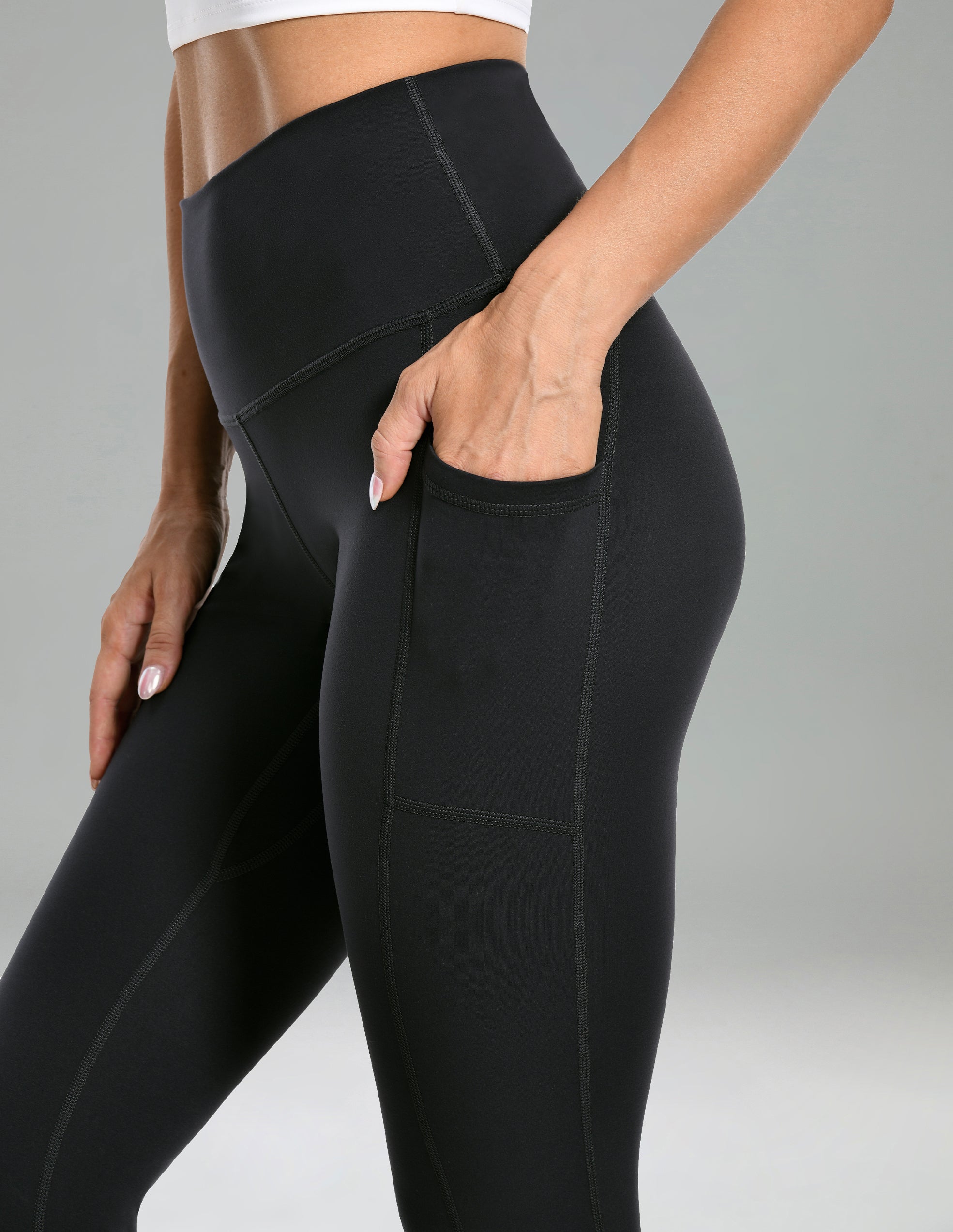 Essential No-Roll High Waisted Sports Leggings 25 w/Pockets