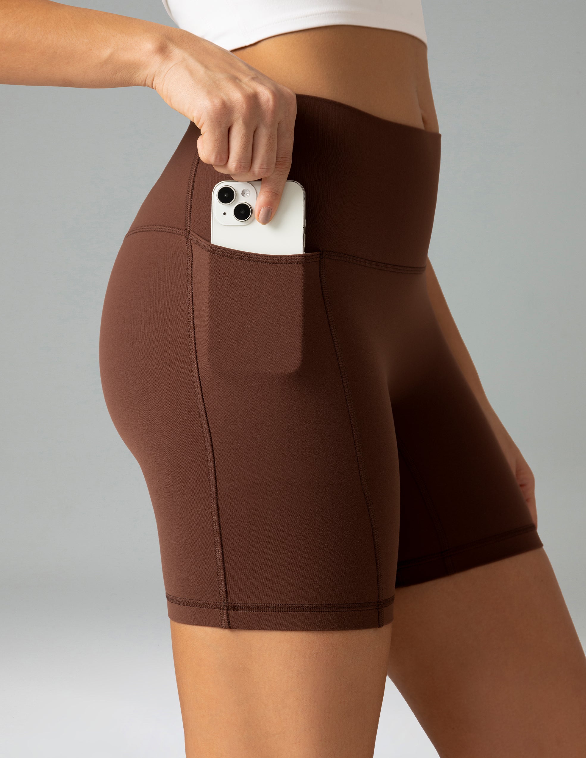 Dreamlux High Waisted No Front Seam 6 Legging Shorts w/Pockets