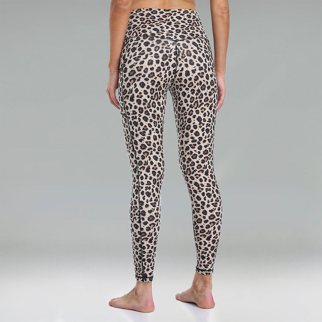 Essential No-Roll High Waisted Leopard Workout Leggings 7/8 w/Pockets
