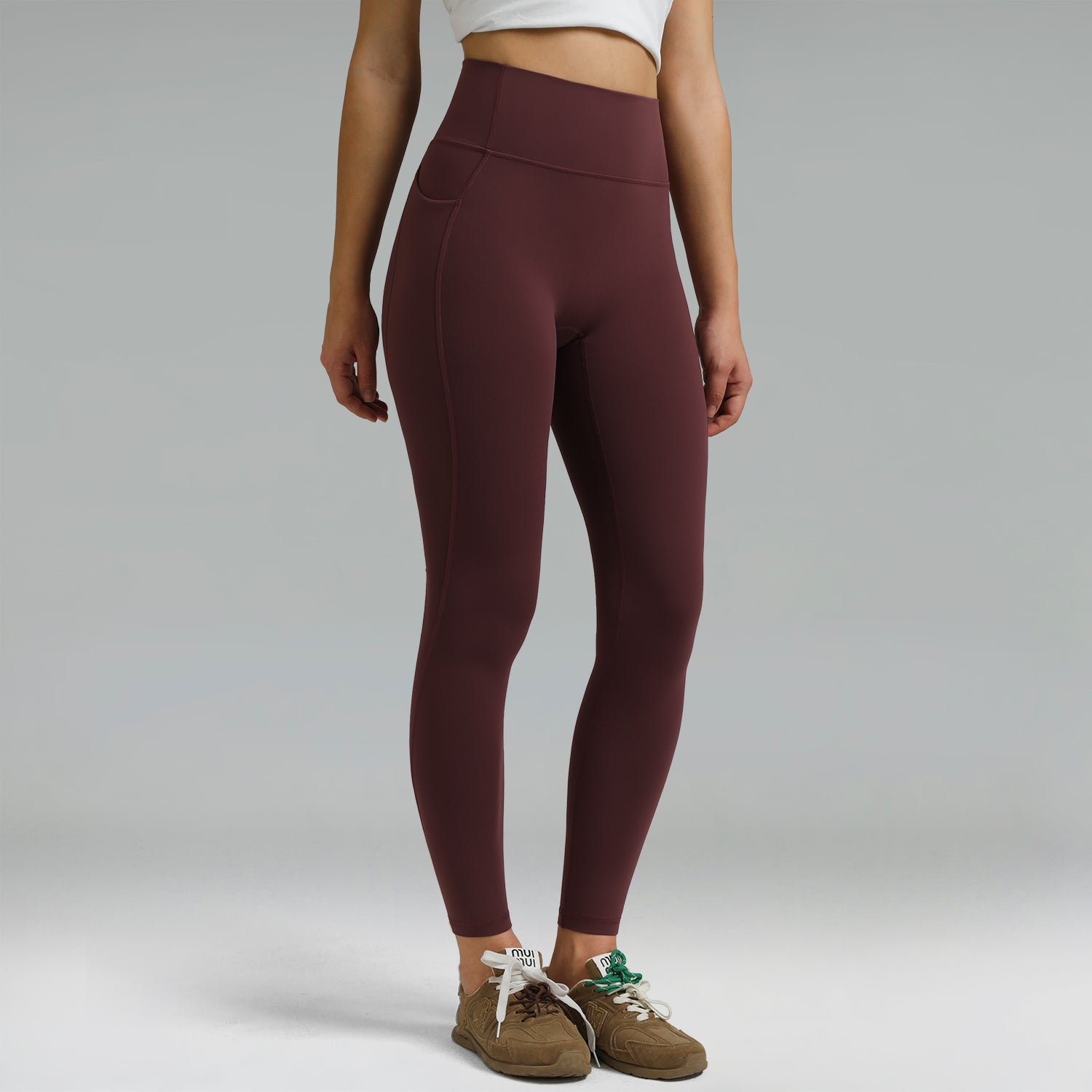 Dreamlux High Waisted No Front Seam Workout Full Length Leggings 28 w/Pockets