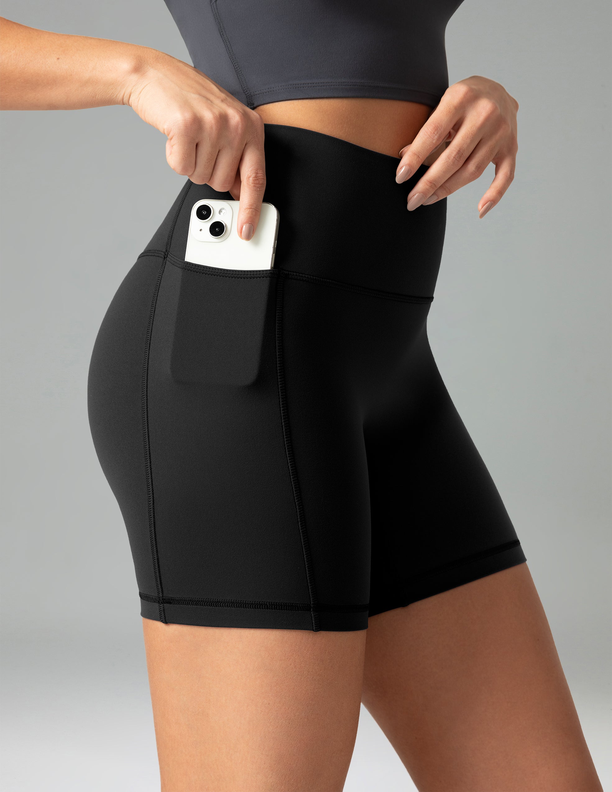 Dreamlux High Waisted No Front Seam 6 Legging Shorts w/Pockets