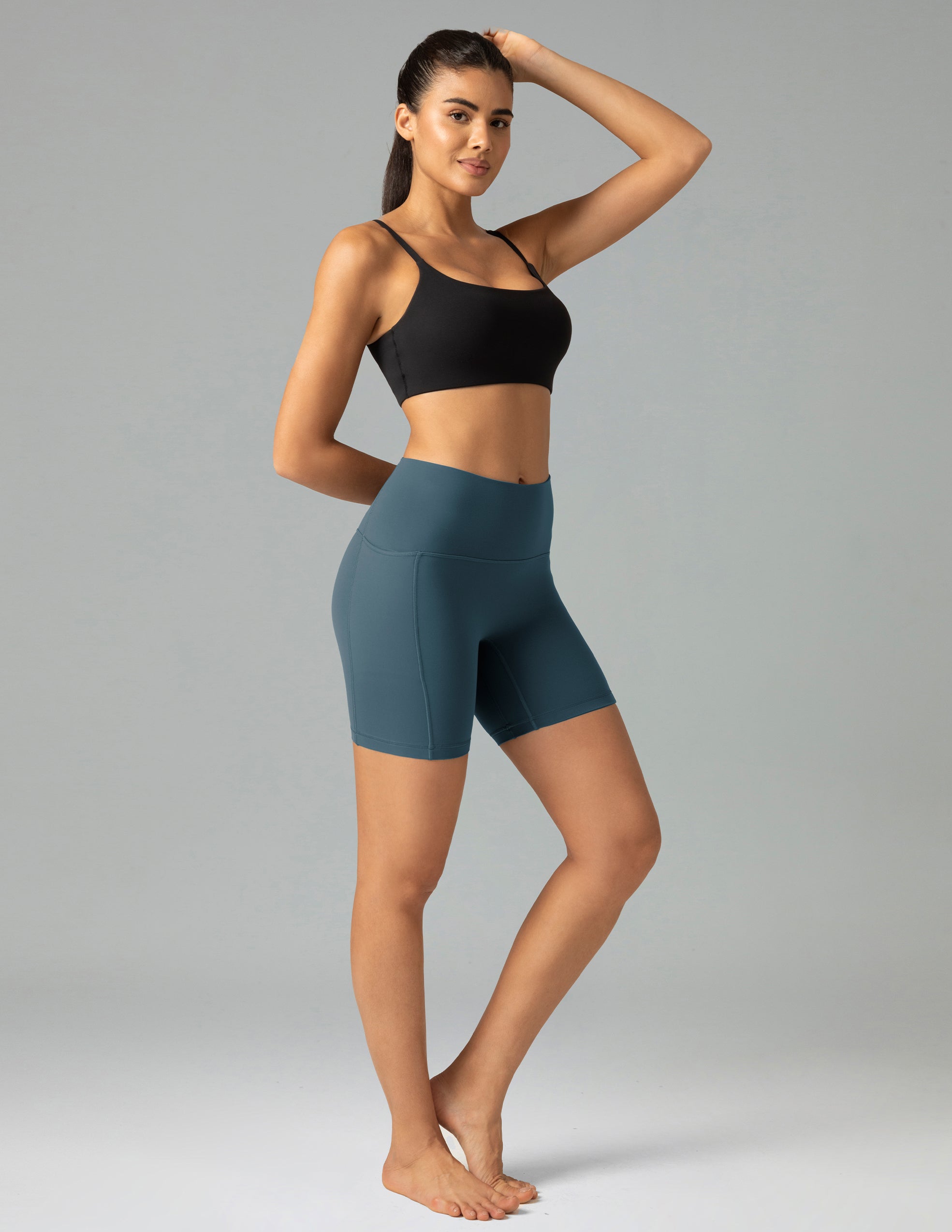 Dreamlux High Waisted No Front Seam 6 Legging Shorts w/Pockets