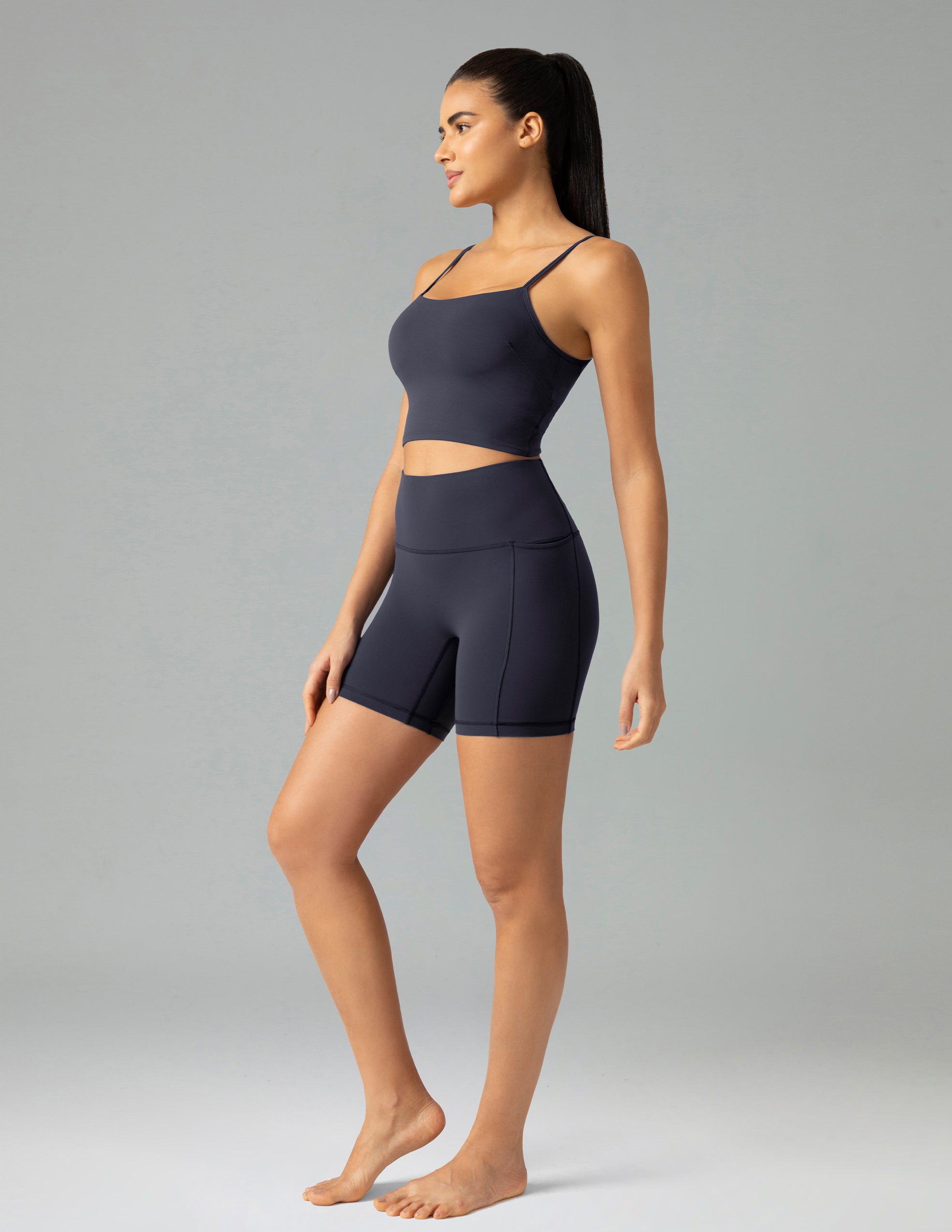 Dreamlux High Waisted No Front Seam 6 Legging Shorts w/Pockets