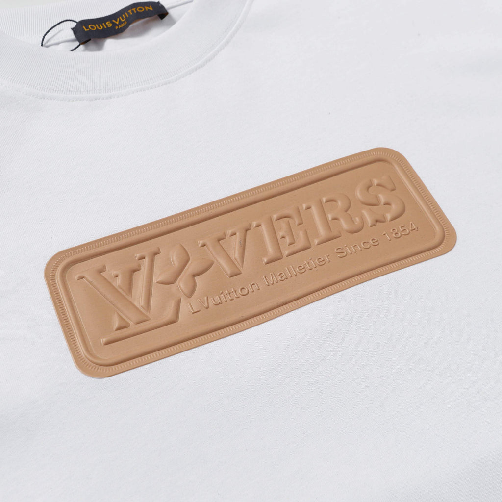 LEATHER EMBOSSED COTTON T-SHIRT