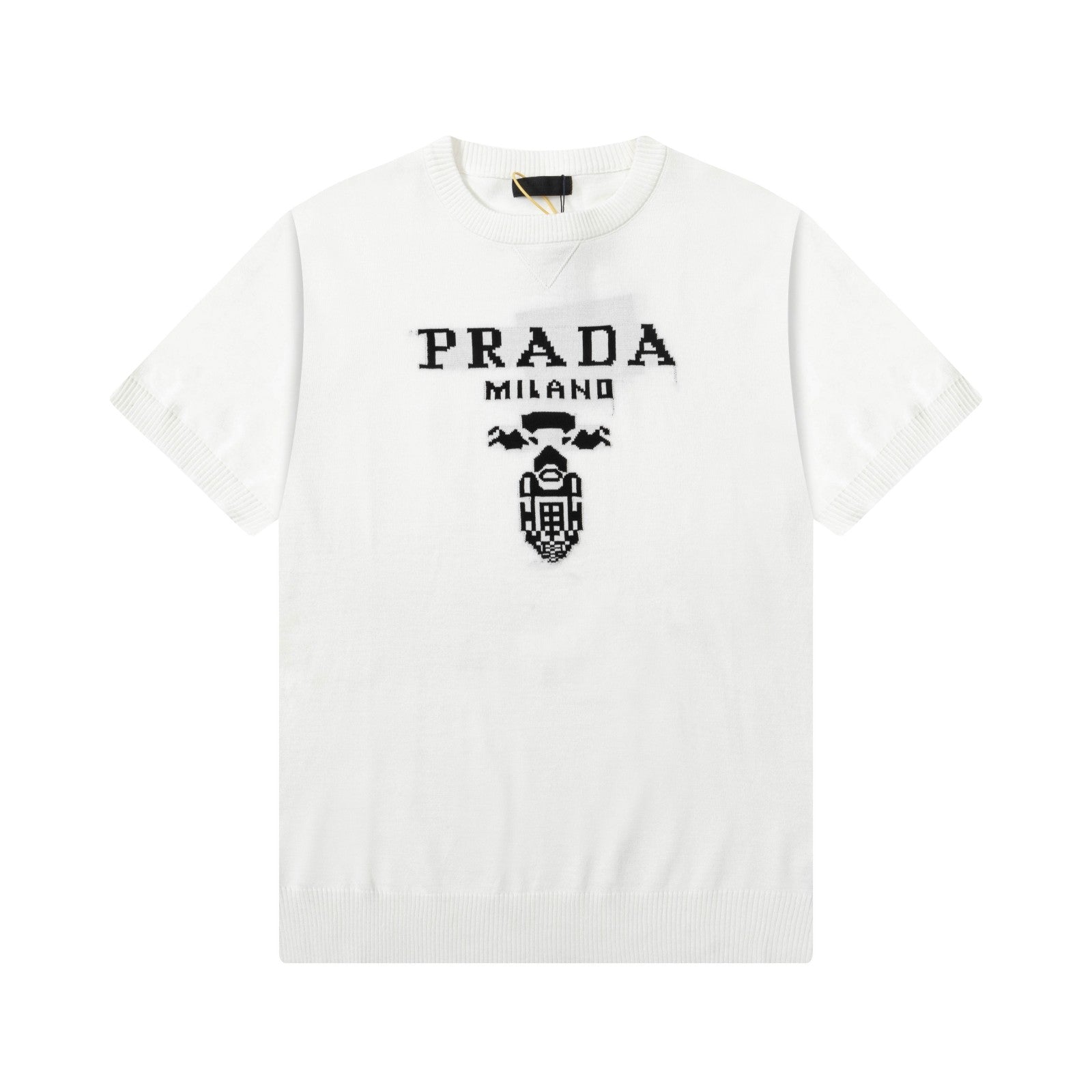 Knitted crew neck cotton T-shirt