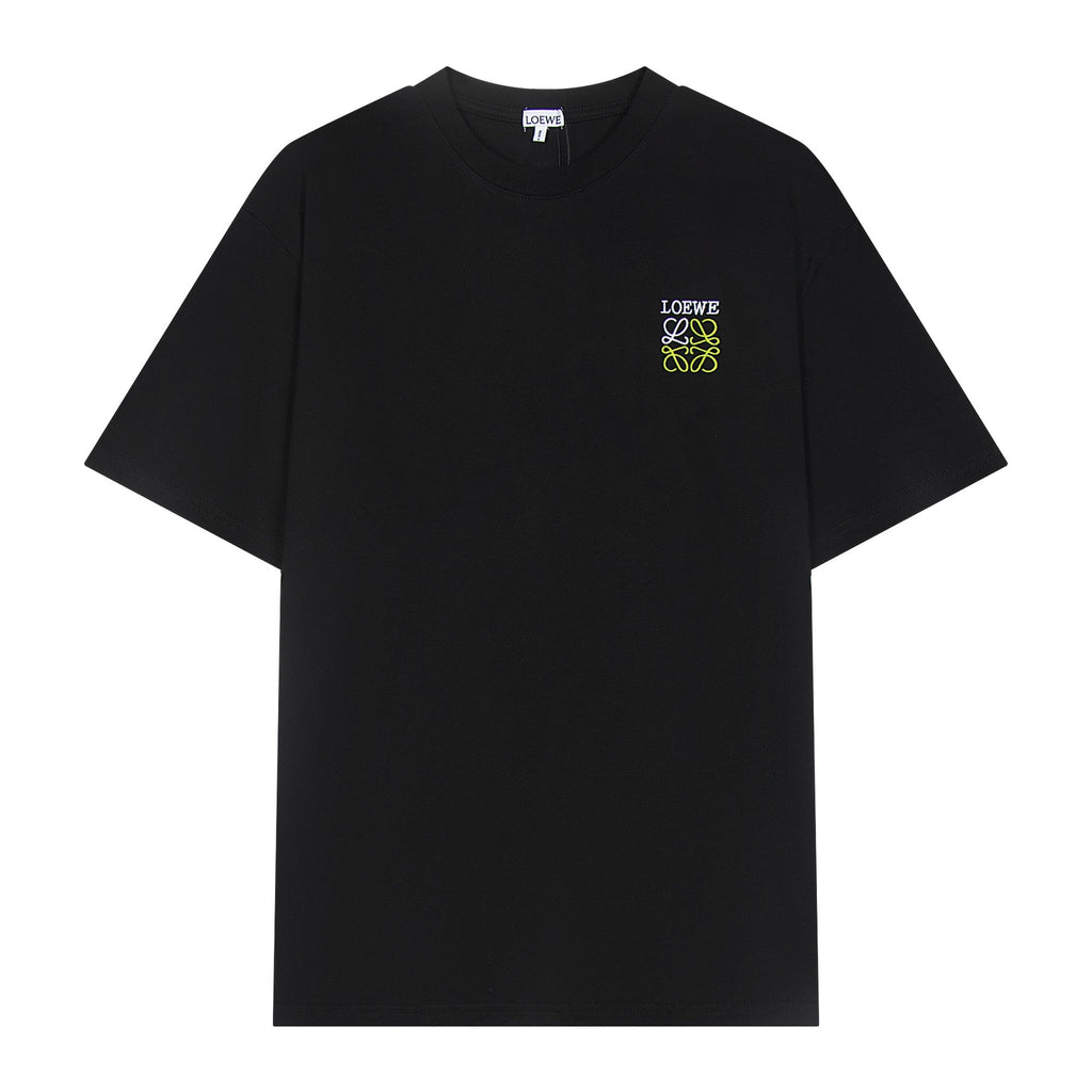 Embroidered crew neck cotton T-shirt