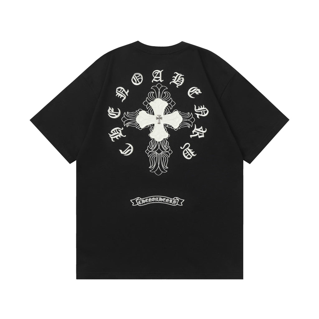 Double-sided embroidered patch T-shirt