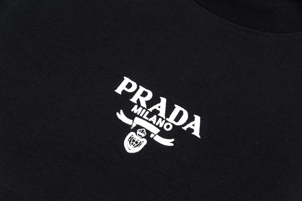 Embroidered crew neck cotton T-shirt