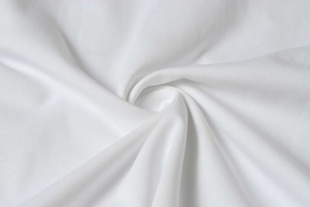 Double-sided embroidered round neck cotton T-shirt