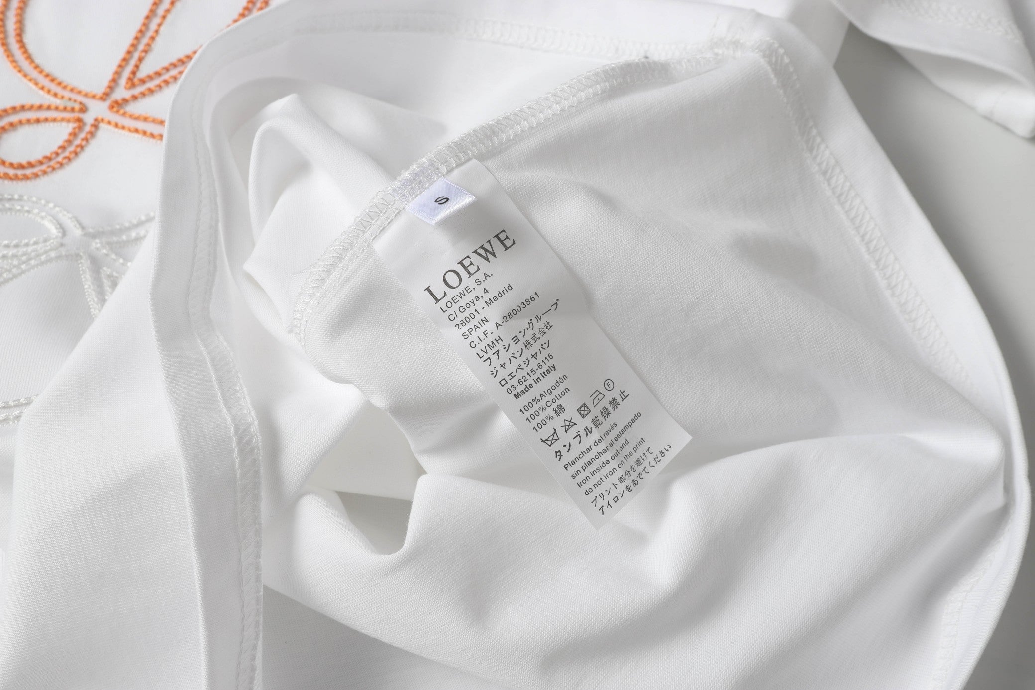 Double-sided embroidered round neck cotton T-shirt