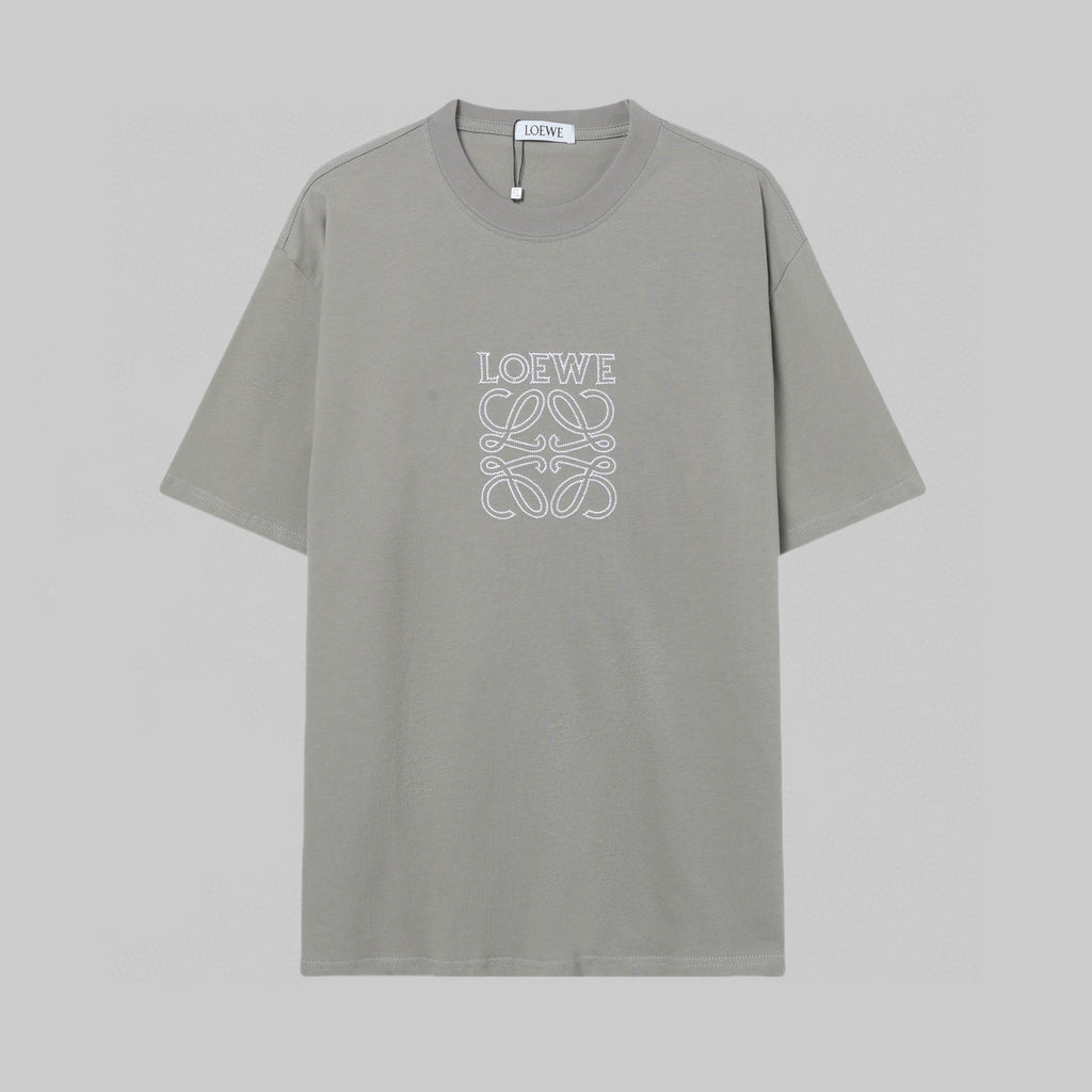 Embroidered crew neck cotton T-shirt