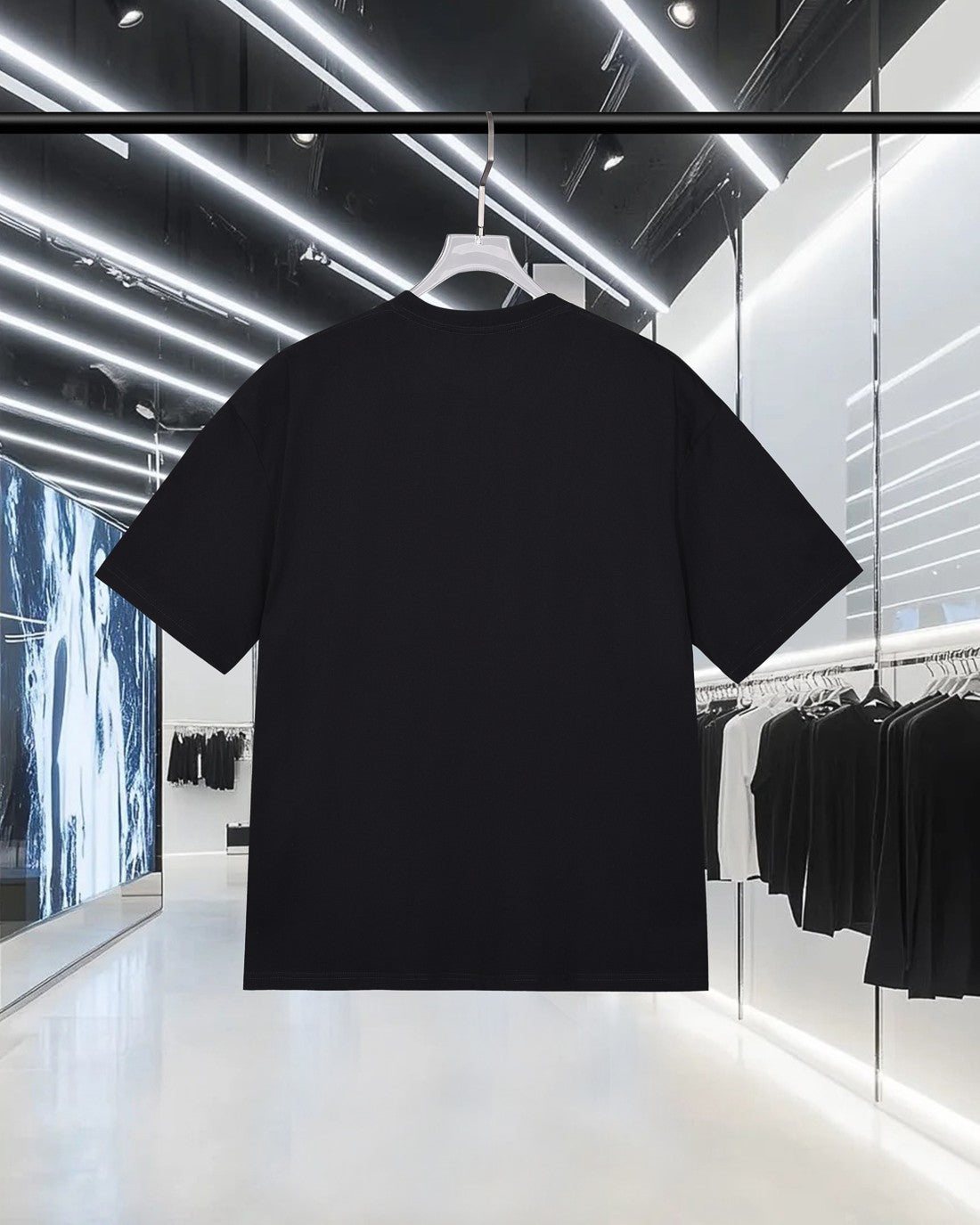 Foamed crew neck cotton T-shirt