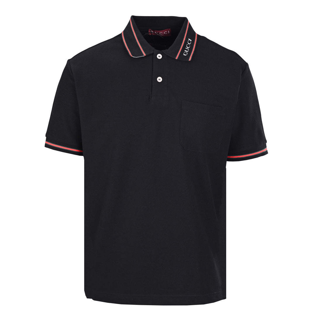 Lapel cotton polo shirt