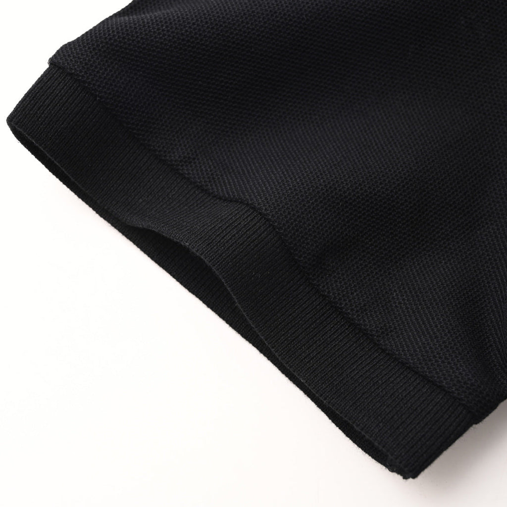 Cotton knit zip-up polo shirt