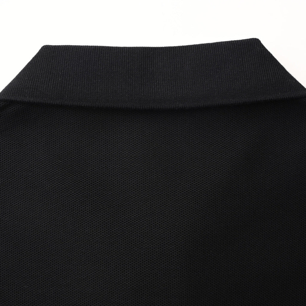 Cotton knit zip-up polo shirt