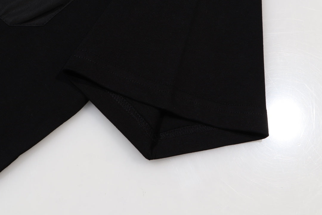 Nylon panelled cotton T-shirt