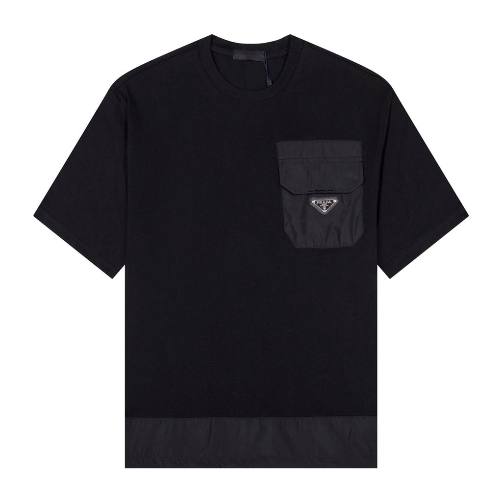 Nylon panelled cotton T-shirt
