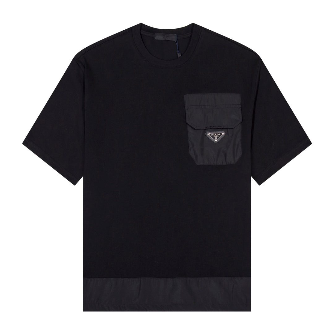 Nylon panelled cotton T-shirt