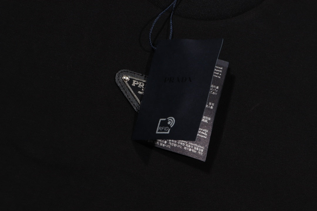 Nylon panelled cotton T-shirt