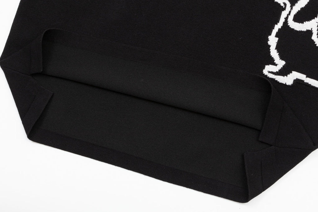 Knitted embroidered crew neck cotton T-shirt