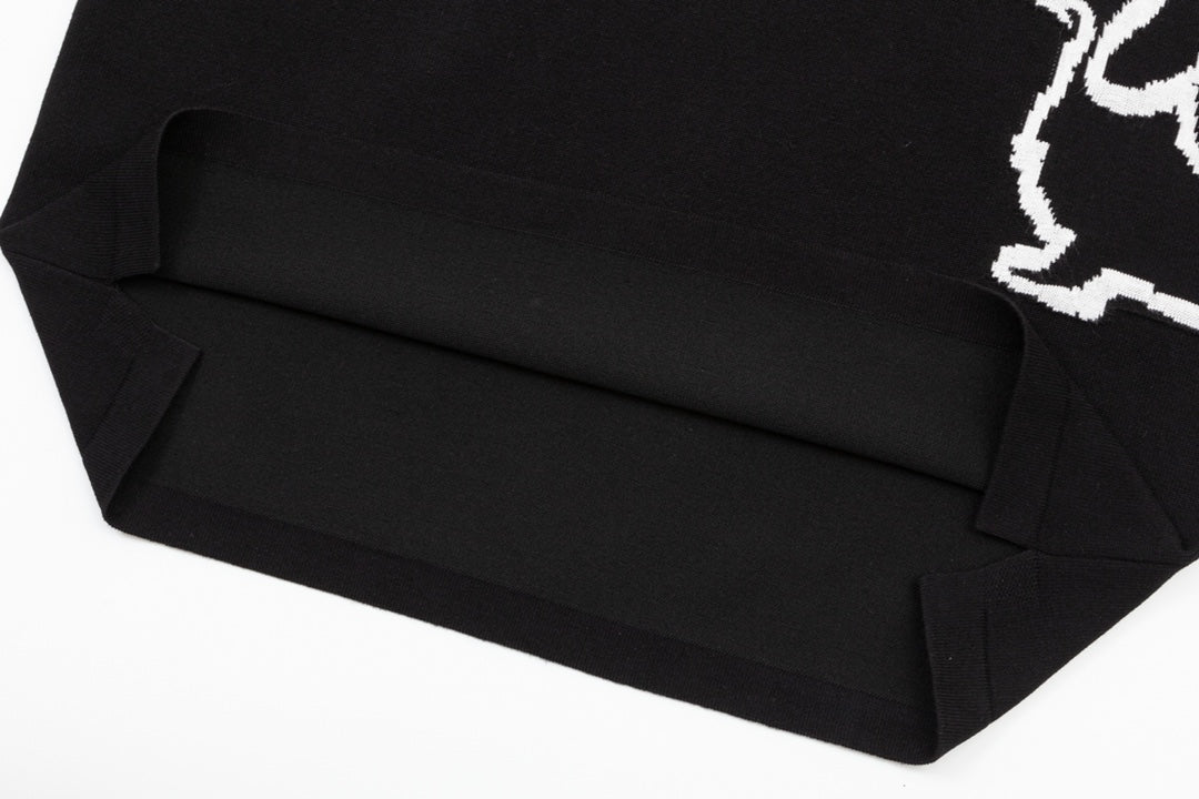 Knitted embroidered crew neck cotton T-shirt