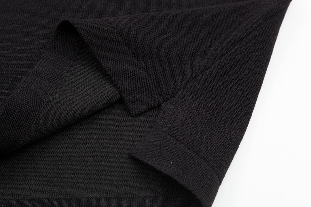 Knitted embroidered crew neck cotton T-shirt