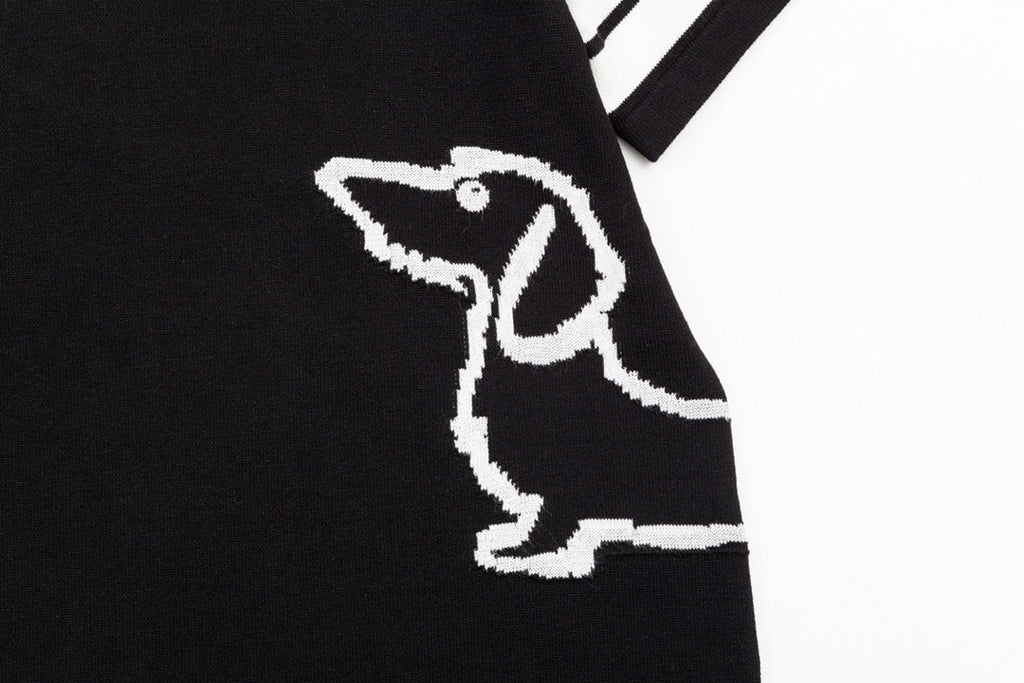 Knitted embroidered crew neck cotton T-shirt