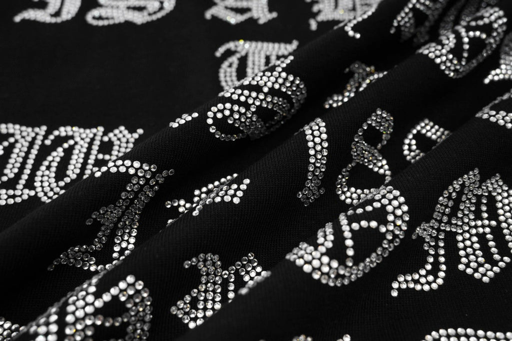 Rhinestone embroidered cotton T-shirt