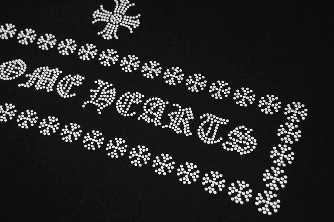 Rhinestone embroidered cotton T-shirt