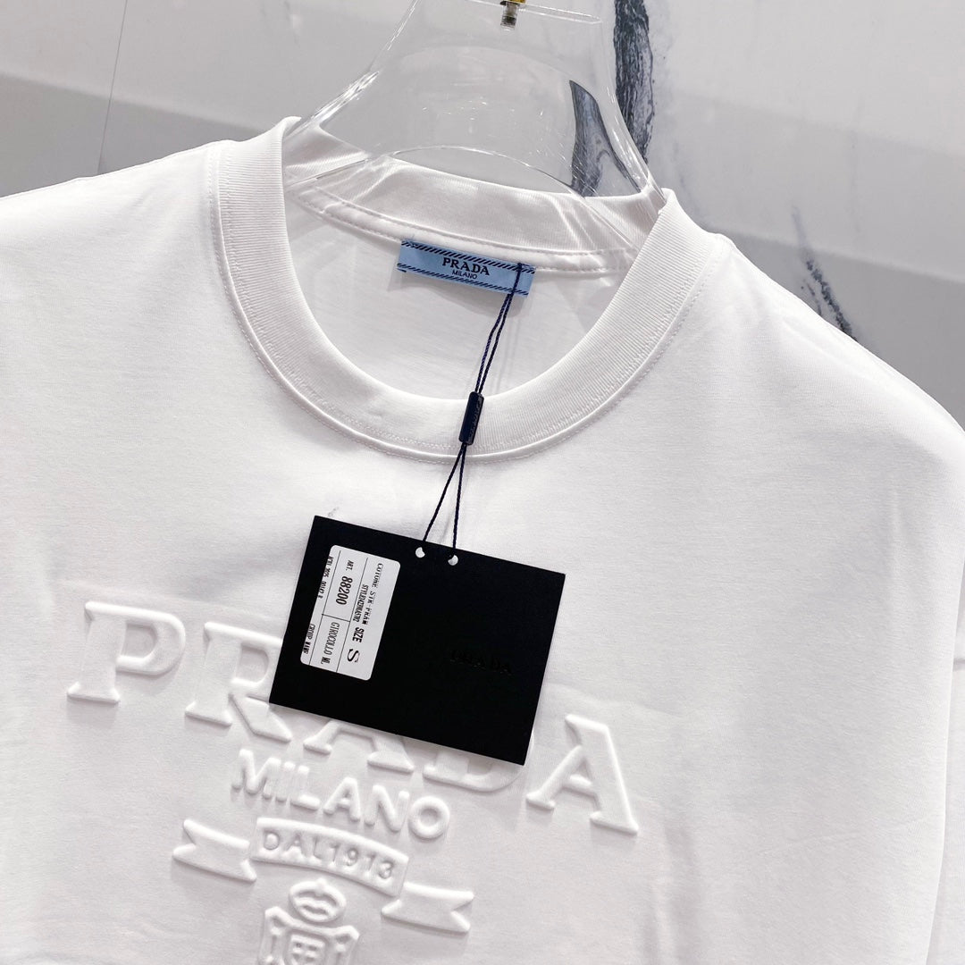 3D cotton crew neck T-shirt