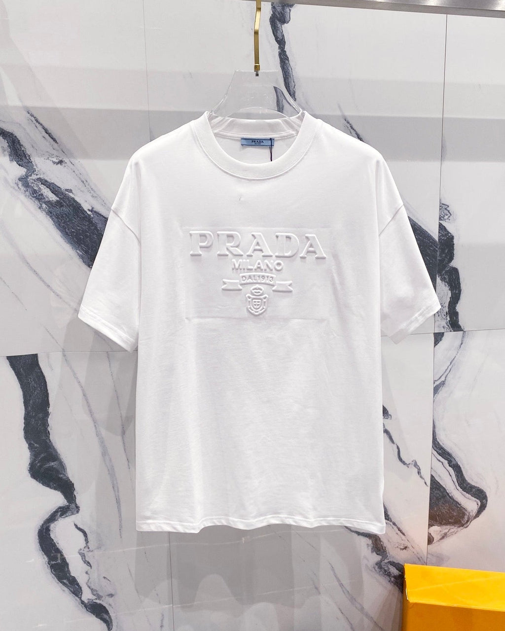 Three-dimensional embossed letter T-shirt