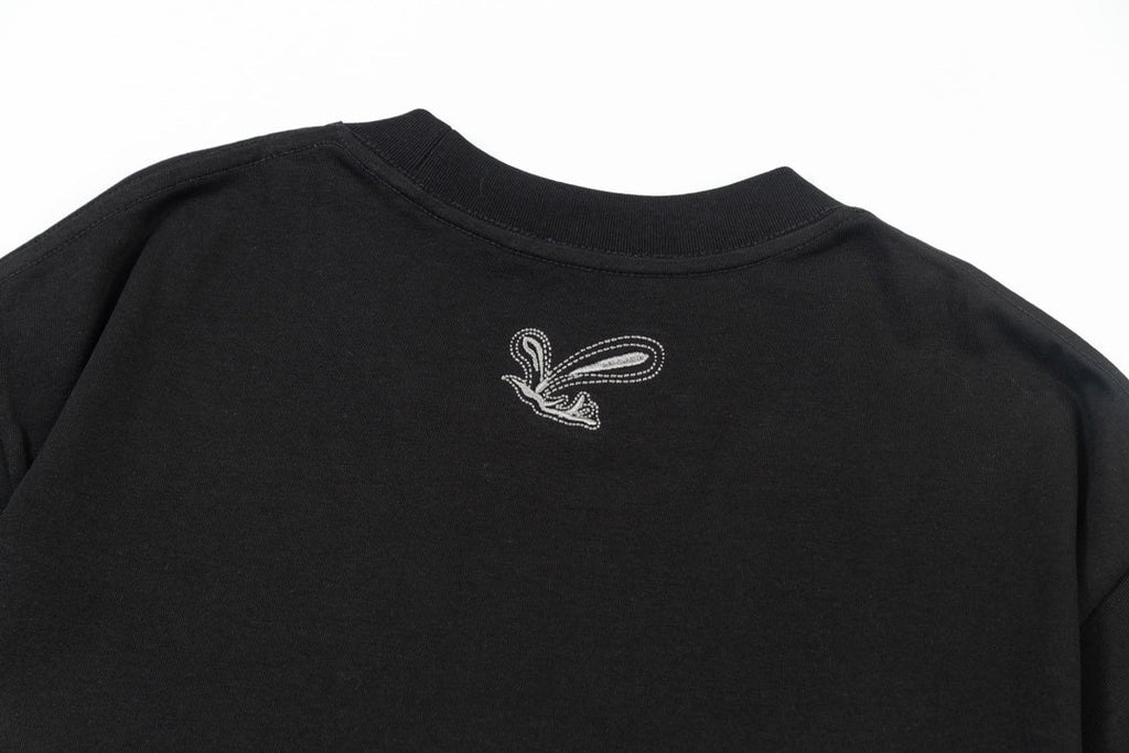 Embroidered crew neck cotton T-shirt