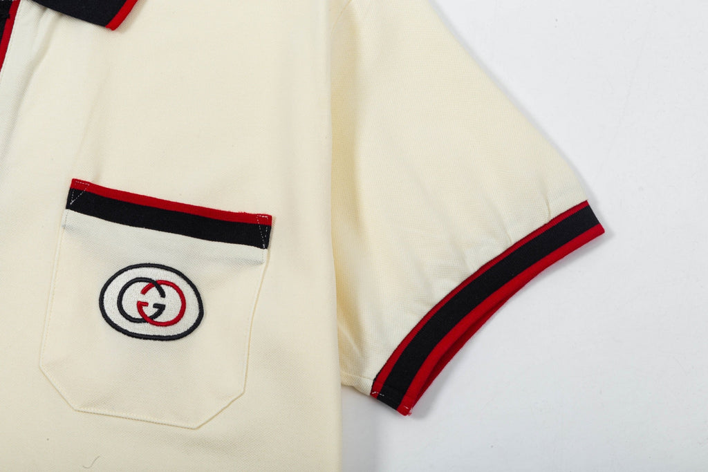 Lapel cotton polo shirt