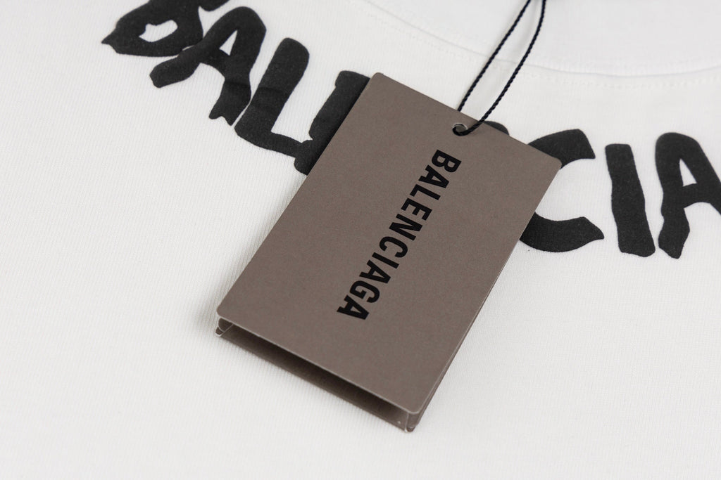 Foamed round neck printed cotton T-shirt