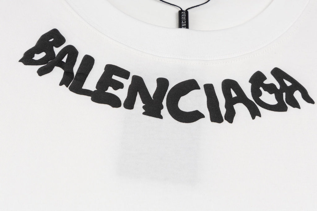 Foamed round neck printed cotton T-shirt