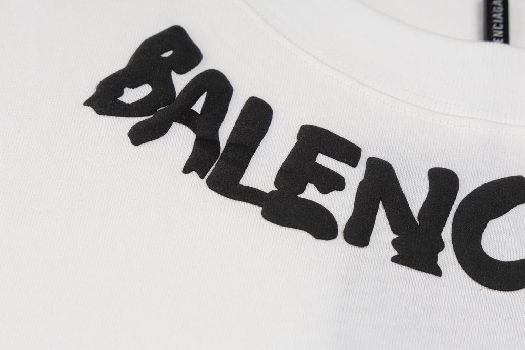 Foamed round neck printed cotton T-shirt