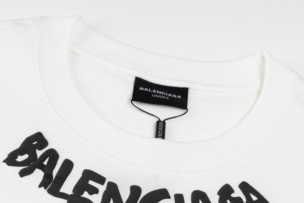 Foamed round neck printed cotton T-shirt