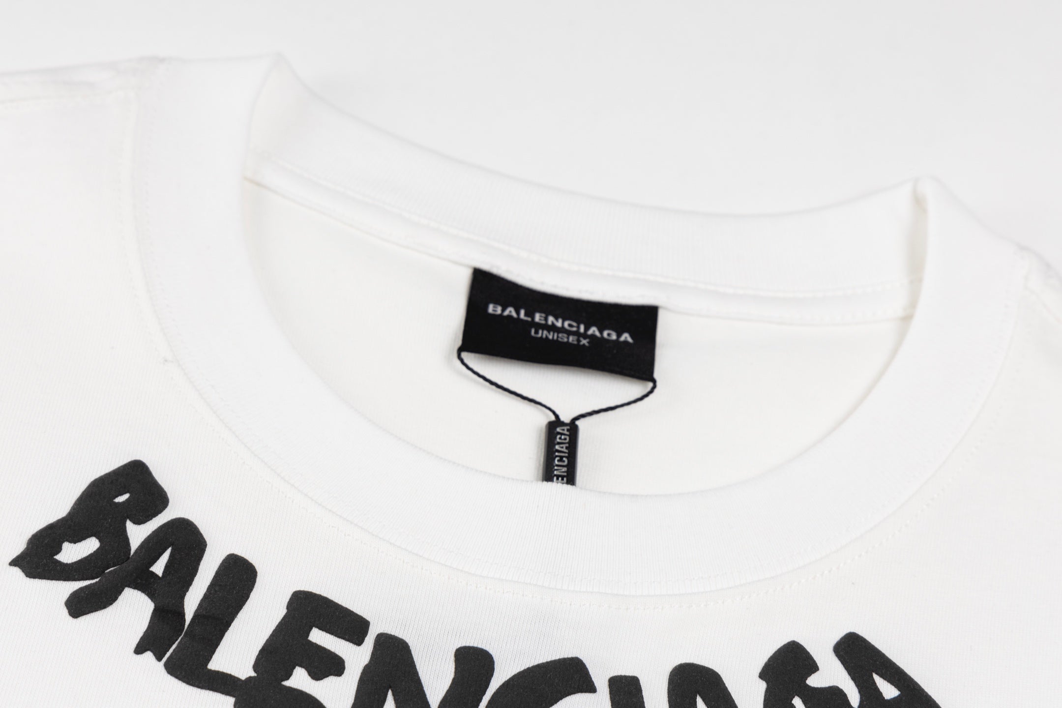 Foamed round neck printed cotton T-shirt