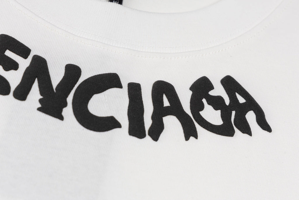 Foamed round neck printed cotton T-shirt