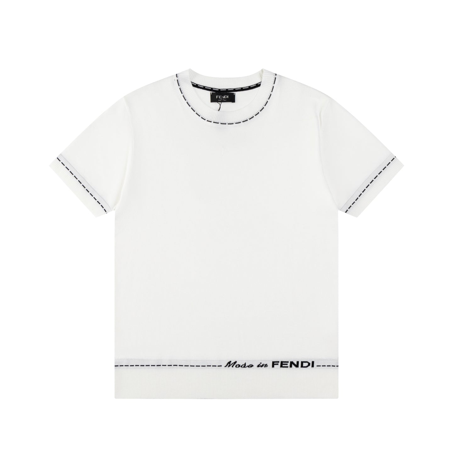 Knitted embroidered cotton T-shirt