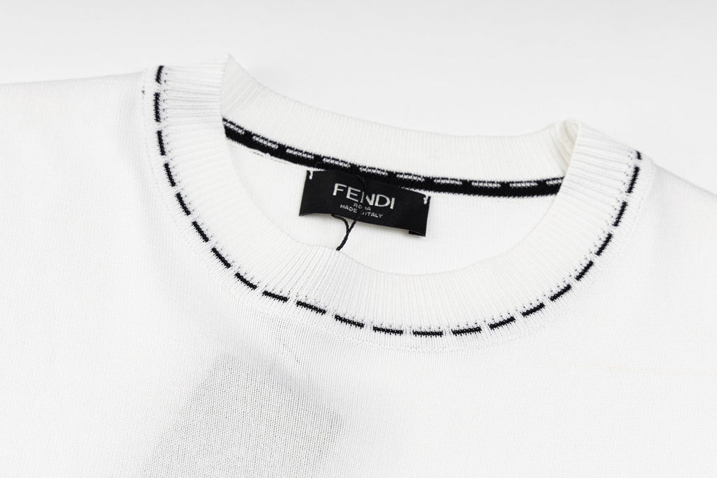 Knitted embroidered cotton T-shirt