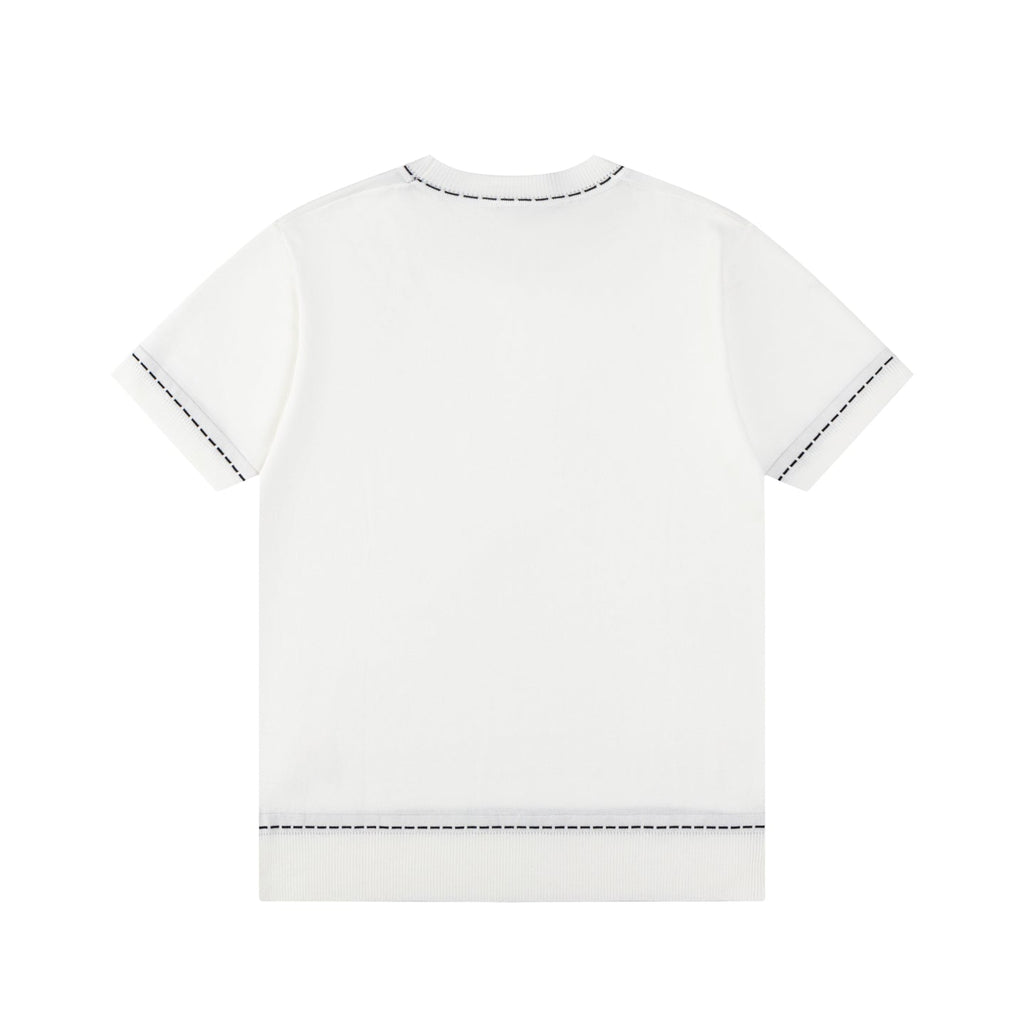 Knitted embroidered cotton T-shirt