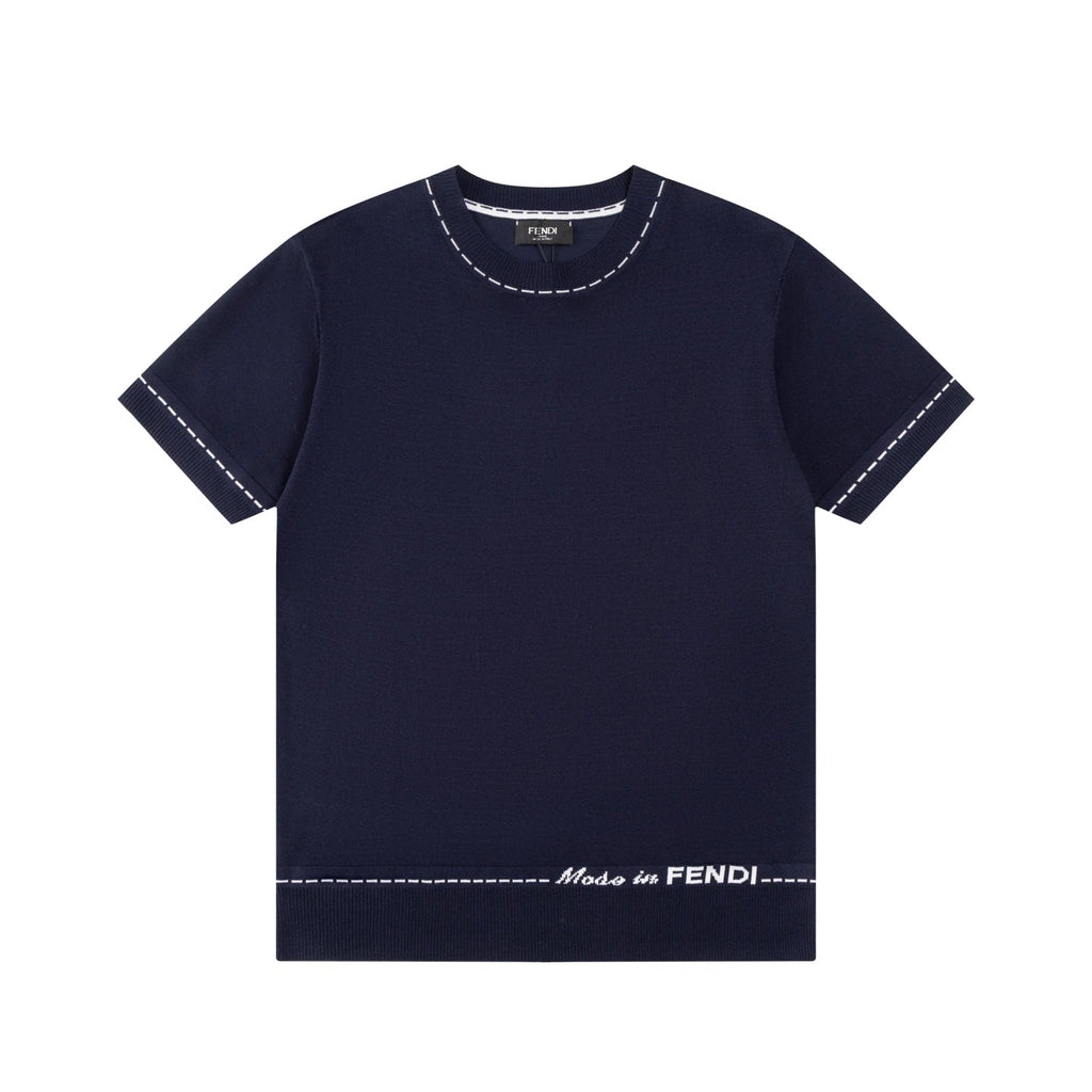 Knitted embroidered cotton T-shirt