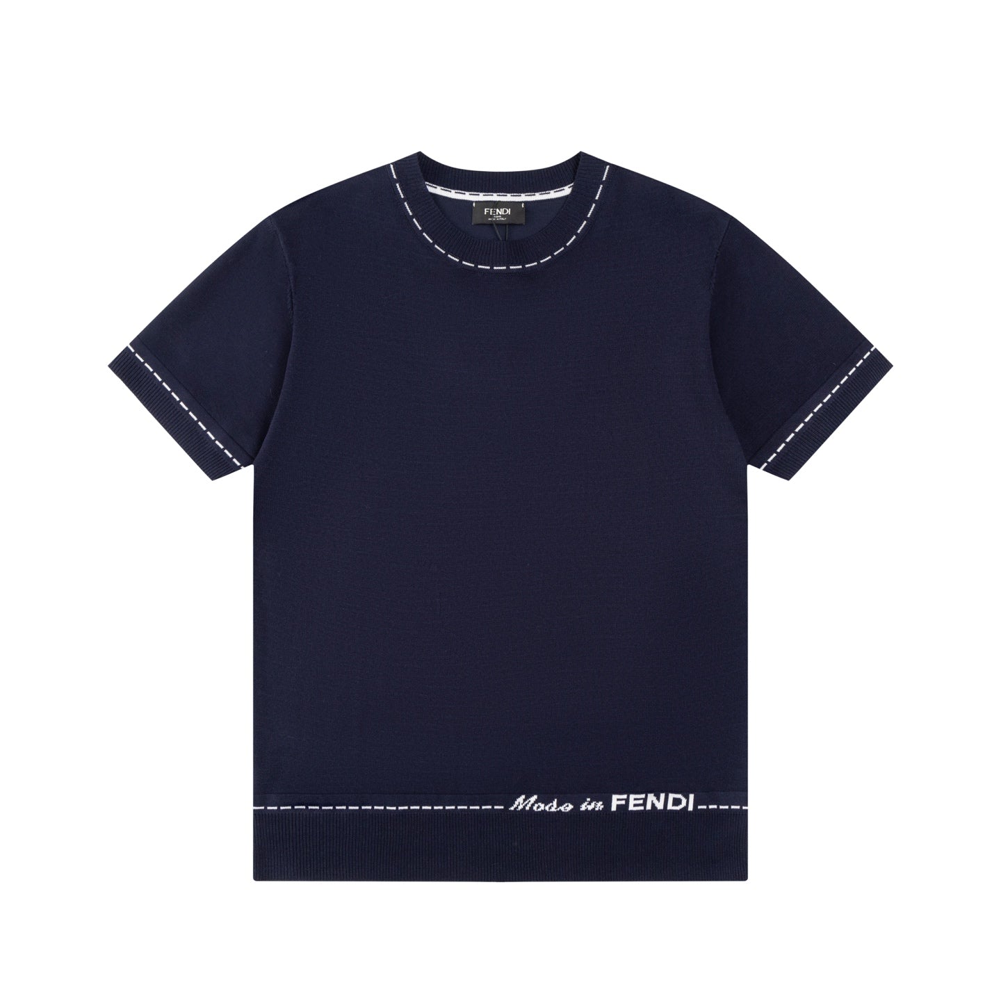 Knitted embroidered cotton T-shirt