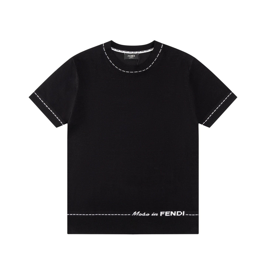 Knitted embroidered cotton T-shirt