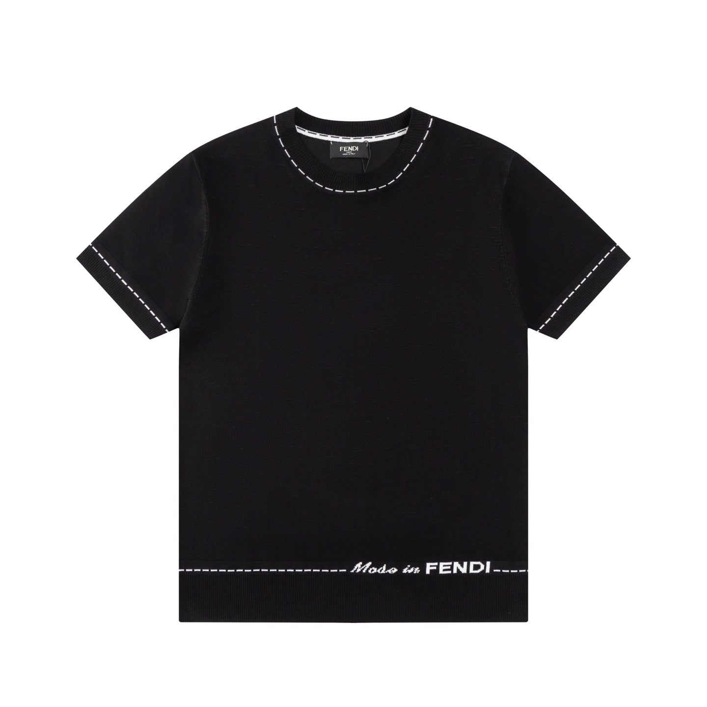 Knitted embroidered cotton T-shirt