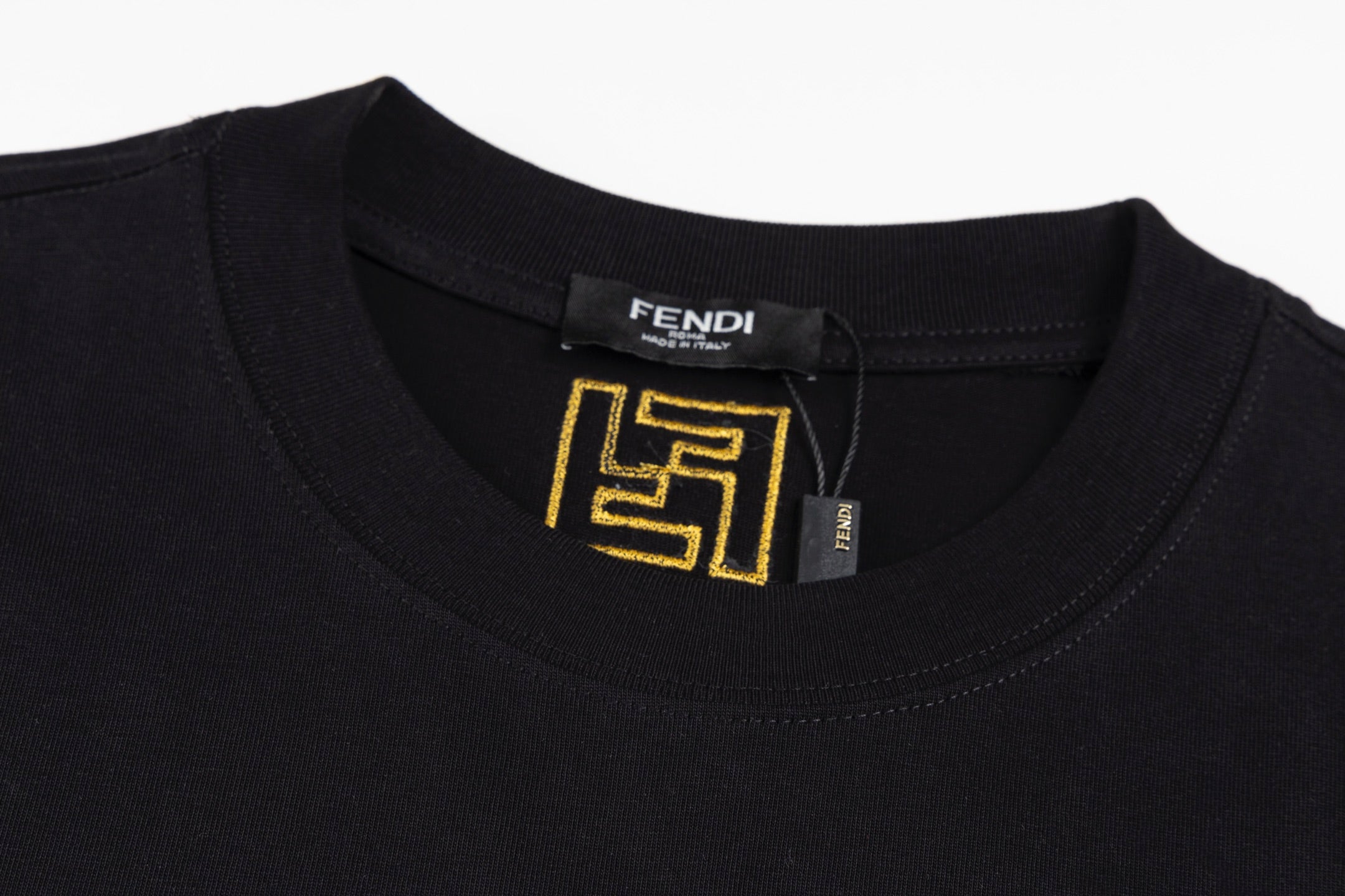 Double-sided embroidered cotton T-shirt